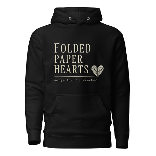 Black Songs for the Wrecked hoodie by Folded Paper Hearts—front view